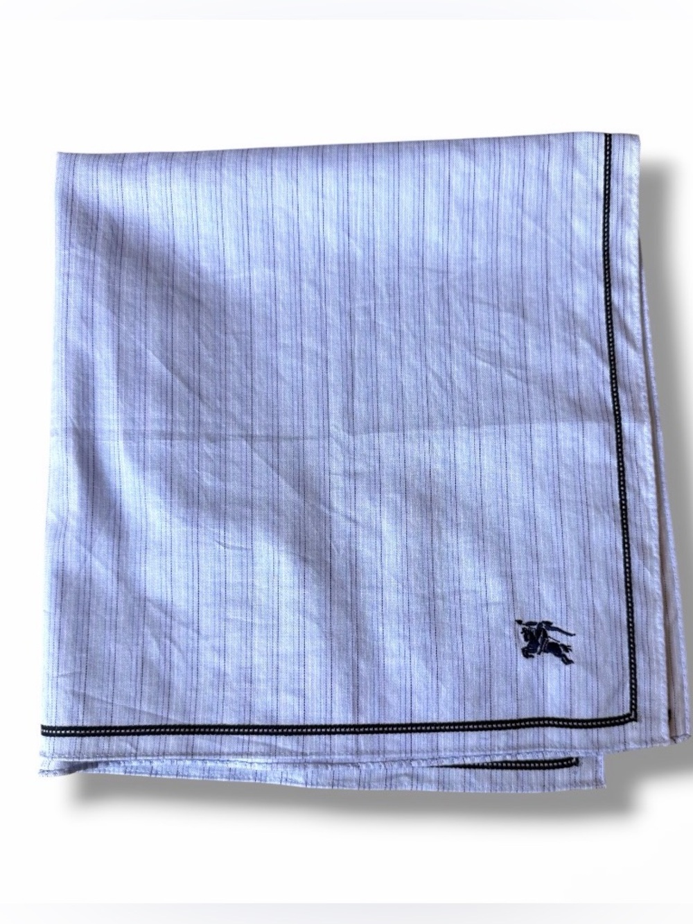 Burberry Embroidered Cotton Blue Scarf Hair Bow Handkerchief Bag Accessory